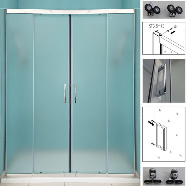 Box doccia nicchia Shower opaco entrata centrale regolabile 144 - 145 - 146 - 147 - 148 - 149 - 150