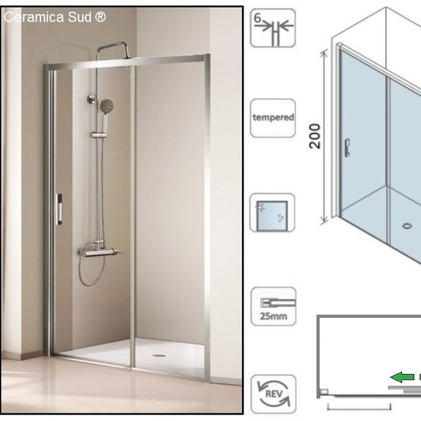 Box doccia nicchia trasparente senza profilo 2 ante regolabile 178 - 179 - 180 - 181 - 182 - 183 cm
