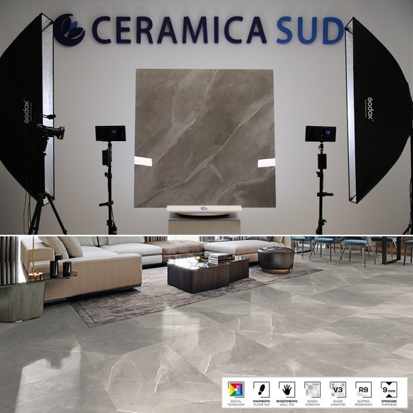 Miglior pavimento in gres porcellanato effetto marmo Pulpis Grey da interno 120 x 120 cm.