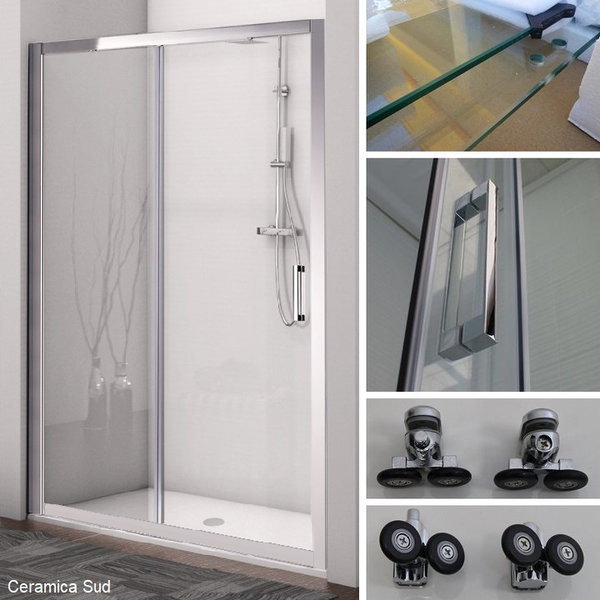Box doccia nicchia Shower Trasparente 2 ante regolabile in 115 - 116 - 117 - 118 - 119 - 120 - 121cm